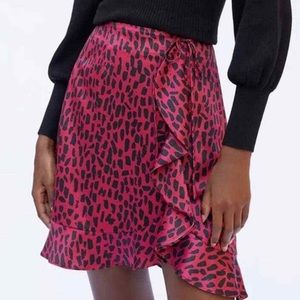 Anthropologie Hutch Red Leopard Skirt